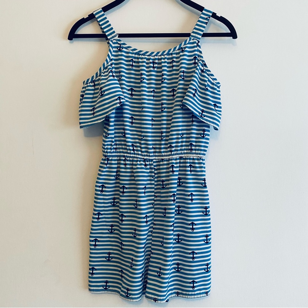 Nautical Blue Striped Kids Romper